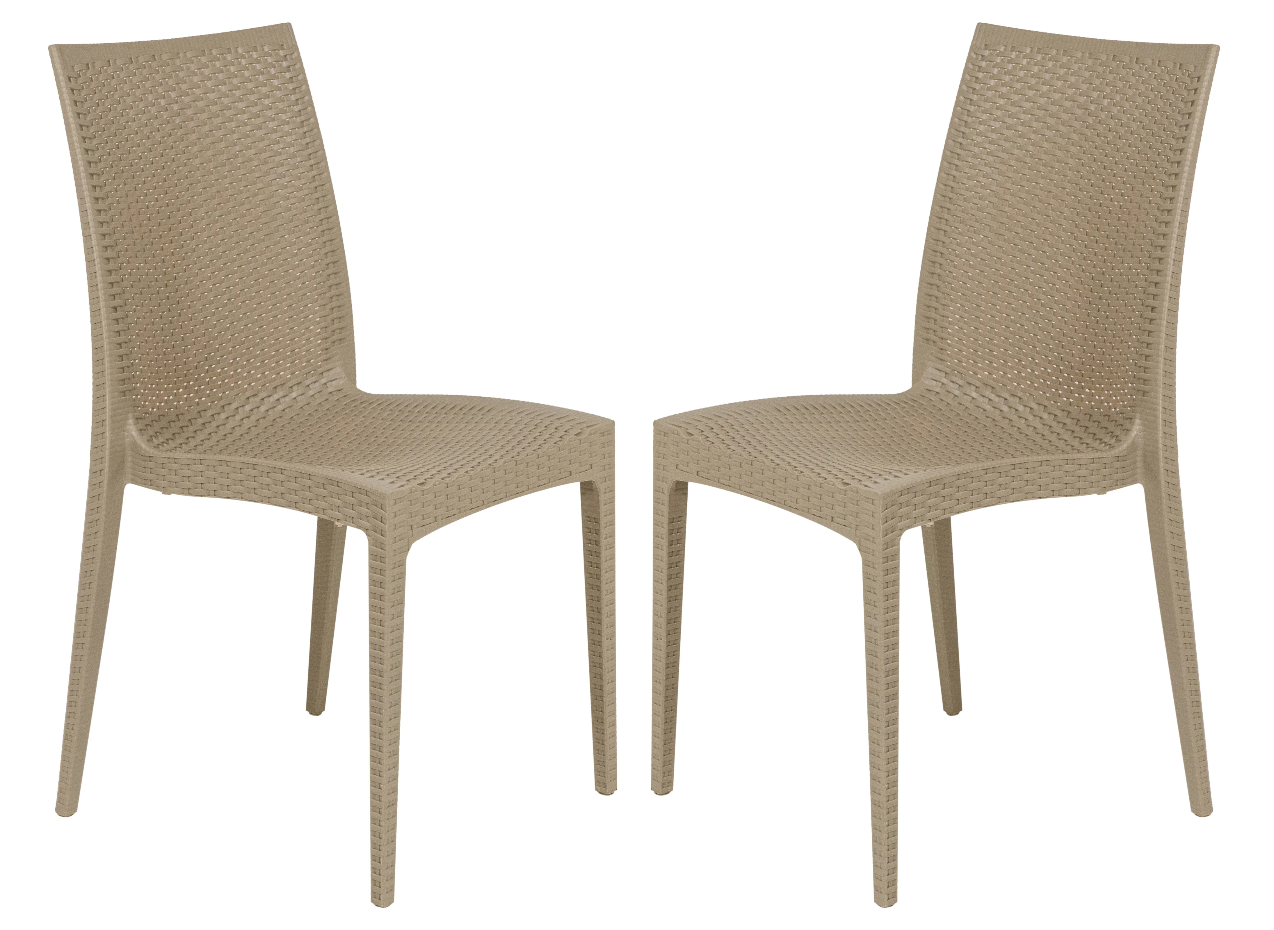 Weave Mace Indoor Outdoor Patio Chair, Set of 2, Taupe